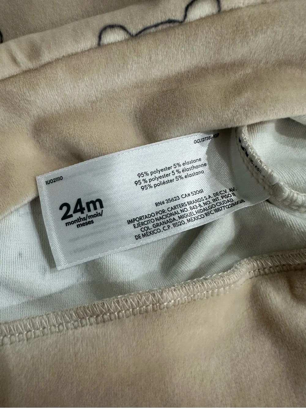 Carter’s Bear Print Velour Sweatshirt and Joggers Set Size 24 Months